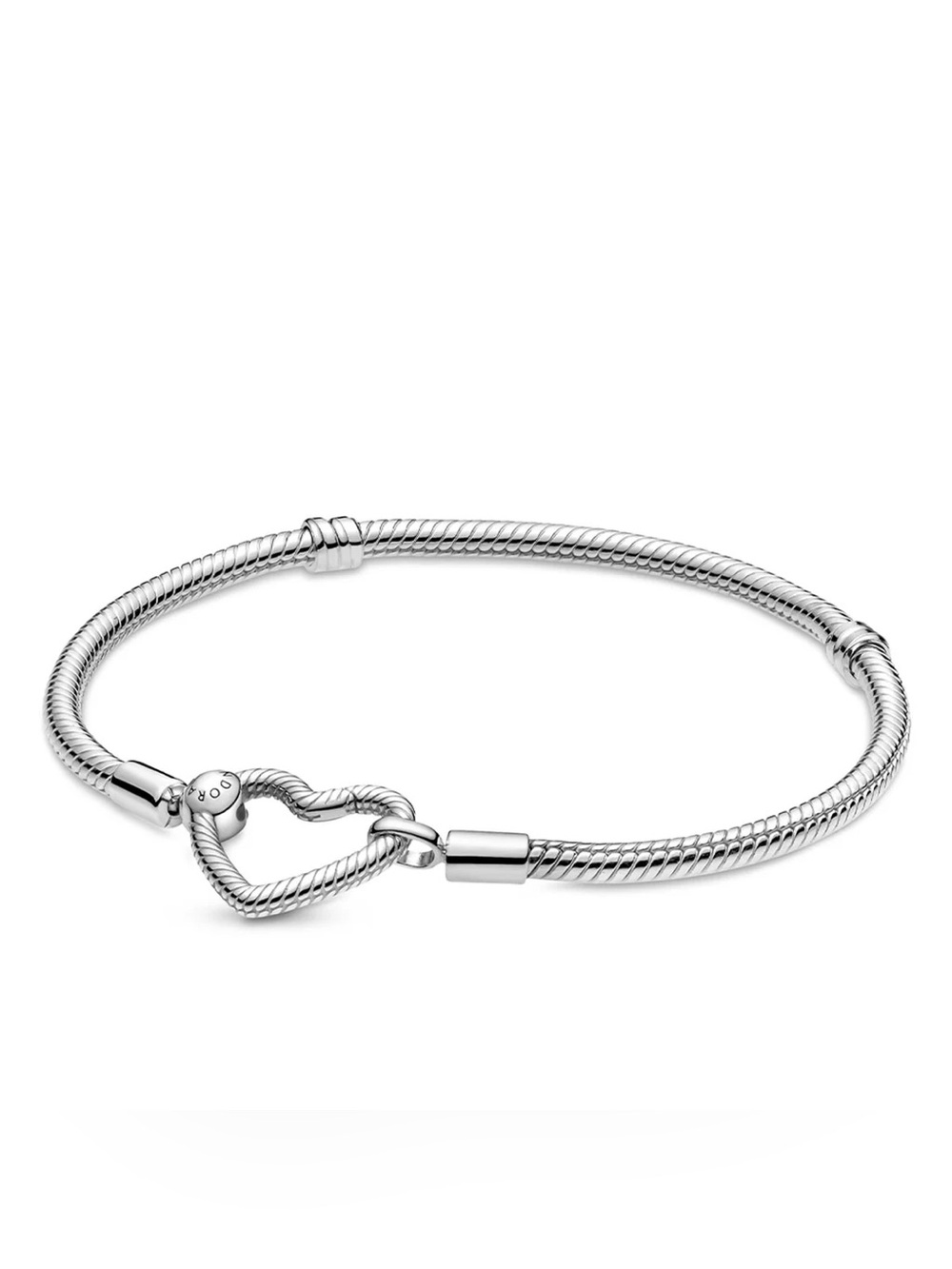 Pandora Moments Heart Closure Snake Chain Bracelet